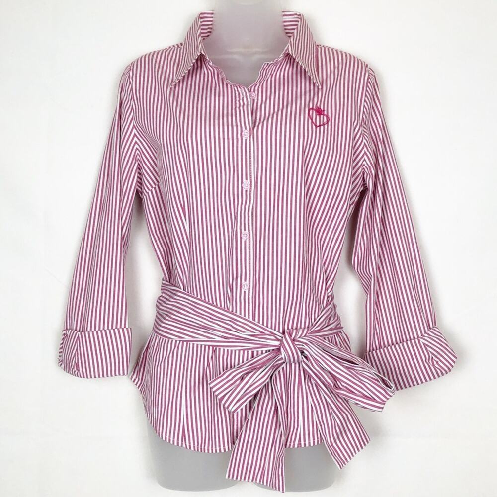NWOT Princess Vera Wang Striped Button Down Tie Front Shirt Size 7